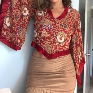 Silky floral Y2K top